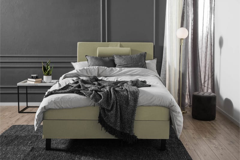 Lucky Komplet Sengepakke 120x200 Memory Glat Sengegavl - Nakkepude Stor Grøn - Møbler - Senge - Kontinentalsenge