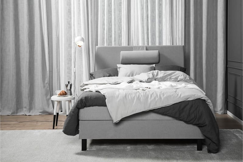 Lucky Komplet Sengepakke 120x200 Memory Glat Sengegavl - Nakkepude Stor Mellangrå - Møbler - Senge - Kontinentalsenge