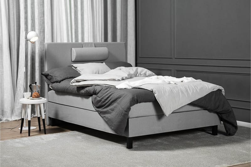 Lucky Komplet Sengepakke 120x200 Memory Glat Sengegavl - Nakkepude Stor Mellangrå - Møbler - Senge - Kontinentalsenge