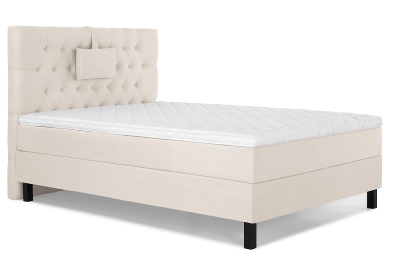 Lucky Komplet Sengepakke 120x200 Skum Diamant Sengegavl - Nakkepude Lille Beige - Møbler - Senge - Kontinentalsenge