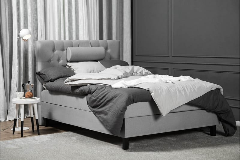 Lucky Komplet Sengepakke 120x200 Skum Diamant Sengegavl - Nakkepude Lille Mellemgrå - Møbler - Senge - Kontinentalsenge