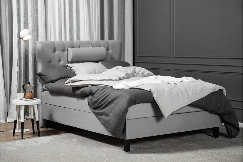 Lucky Komplet Sengepakke 120x200 Skum Diamant Sengegavl - Nakkepude Lille Mellemgrå - Møbler - Senge - Kontinentalsenge