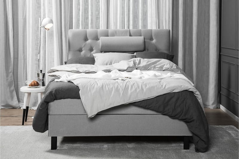 Lucky Komplet Sengepakke 120x200 Skum Diamant Sengegavl - Nakkepude Lille Mellemgrå - Møbler - Senge - Kontinentalsenge