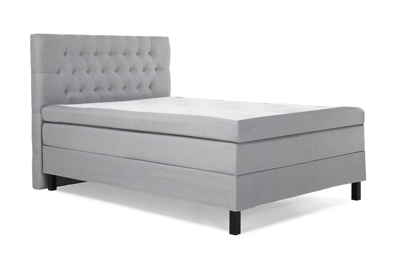 Lucky Komplet Sengepakke 120x200 Polyeter Diamant Sengegavl - Mellangrå - Møbler - Senge - Komplet sengepakke