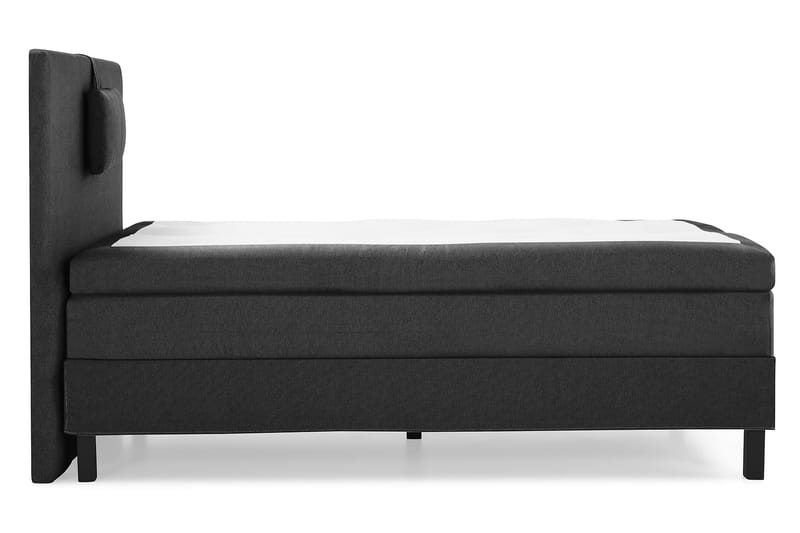 Lucky Komplet Sengepakke 120x200 Polyeter Glat Sengegavl - Nakkepude Lille Sort/Grå - Møbler - Senge - Kontinentalsenge