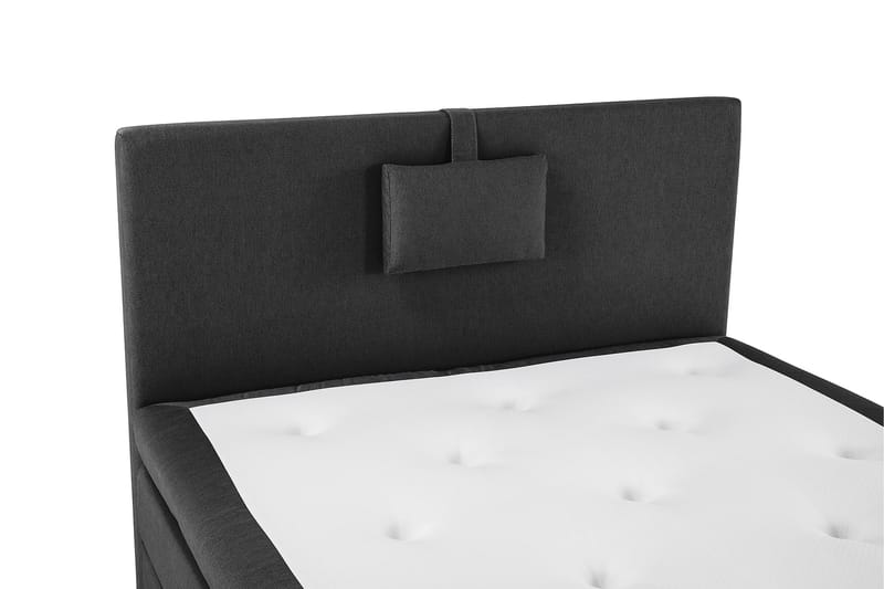 Lucky Komplet Sengepakke 120x200 Polyeter Glat Sengegavl - Nakkepude Lille Sort/Grå - Møbler - Senge - Kontinentalsenge