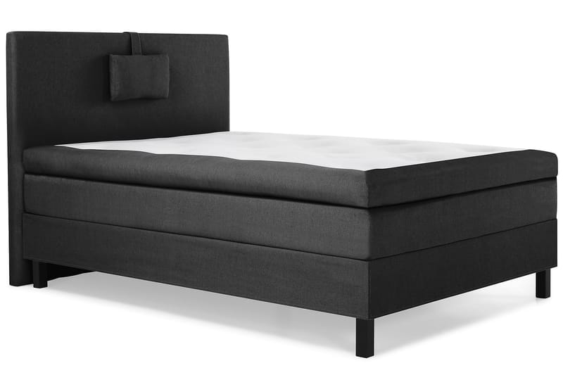 Lucky Komplet Sengepakke 120x200 Polyeter Glat Sengegavl - Nakkepude Lille Sort/Grå - Møbler - Senge - Kontinentalsenge