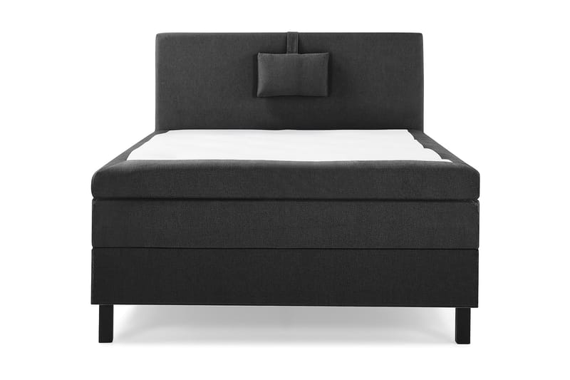 Lucky Komplet Sengepakke 120x200 Polyeter Glat Sengegavl - Nakkepude Lille Sort/Grå - Møbler - Senge - Kontinentalsenge