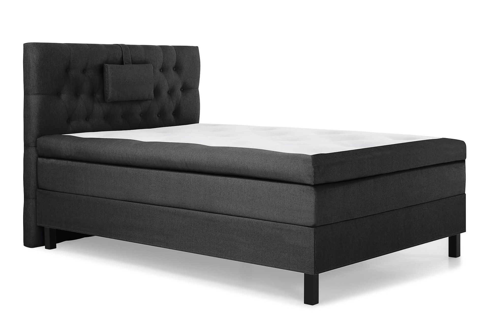 Lucky Komplet Sengepakke 120x200 Polyeter Diamant Sengegavl - Nakkepude Lille Sort/Grå - Møbler - Senge - Komplet sengepakke