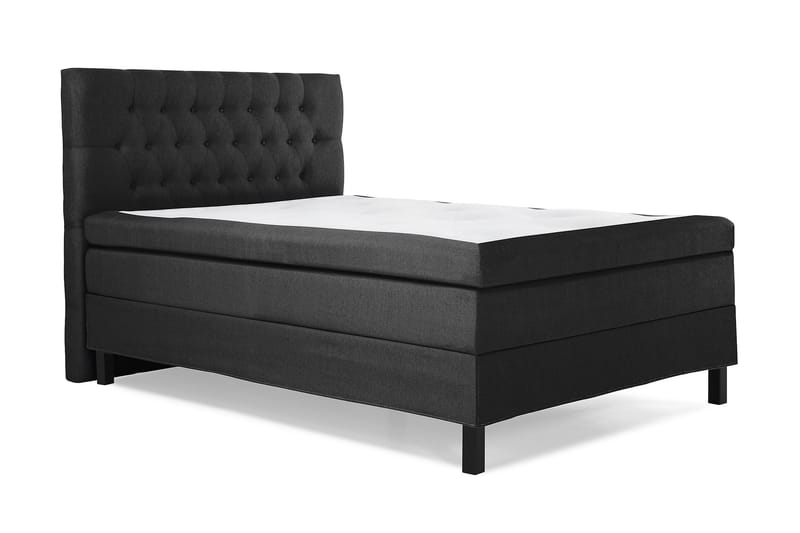 Lucky Komplet Sengepakke 120x200 Polyeter Diamant Sengegavl - Sort/Grå - Møbler - Senge - Komplet sengepakke