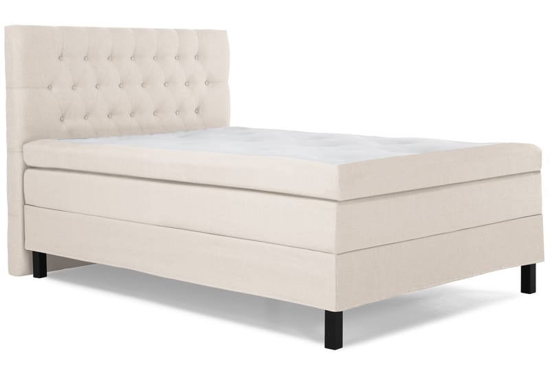 Lucky Komplet Sengepakke 120x200 Polyeter Diamant Sengegavl - Beige - Møbler - Senge - Komplet sengepakke