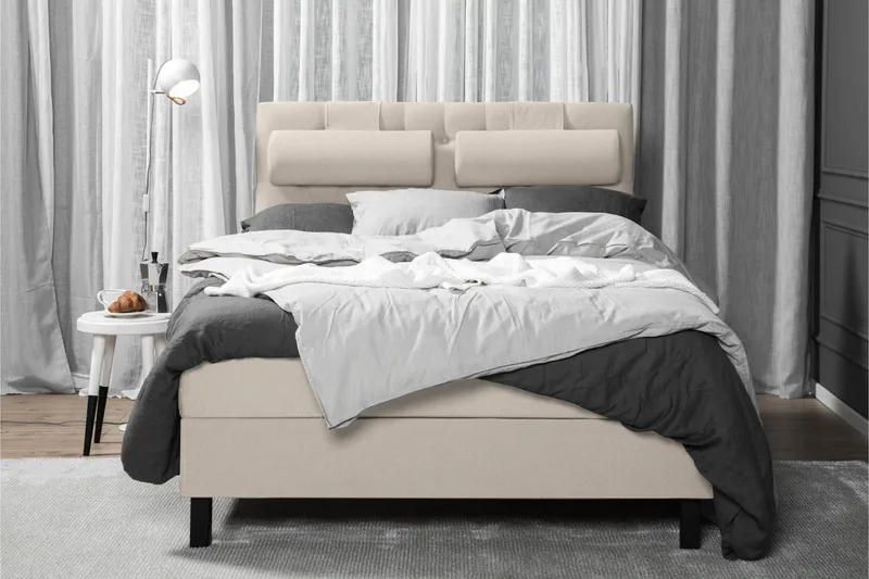 Lucky Komplet Sengepakke 140x200 Latex Diamant Sengegavl - Beige - Møbler - Senge - Kontinentalsenge