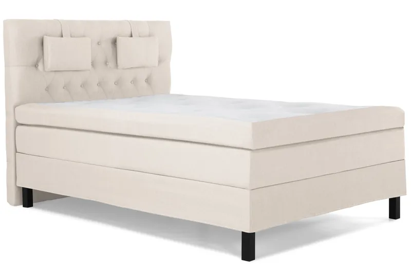 Lucky Komplet Sengepakke 140x200 Latex Diamant Sengegavl - Nakkepude Lille Beige - Møbler - Senge - Kontinentalsenge