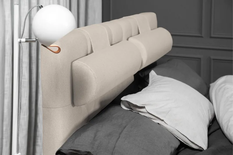 Lucky Komplet Sengepakke 140x200 Latex Diamant Sengegavl - Nakkepude Lille Beige - Møbler - Senge - Kontinentalsenge