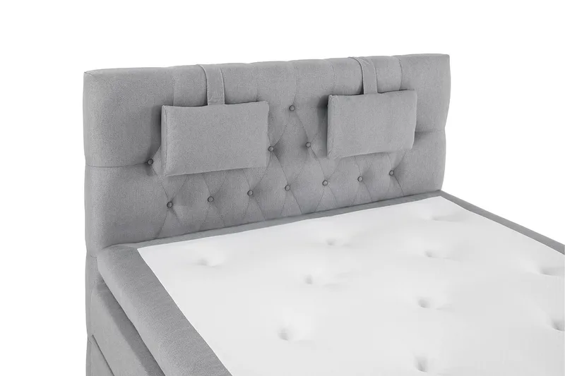 Lucky Komplet Sengepakke 140x200 Latex Diamant Sengegavl - Nakkepude Lille Mellemgrå - Møbler - Senge - Kontinentalsenge