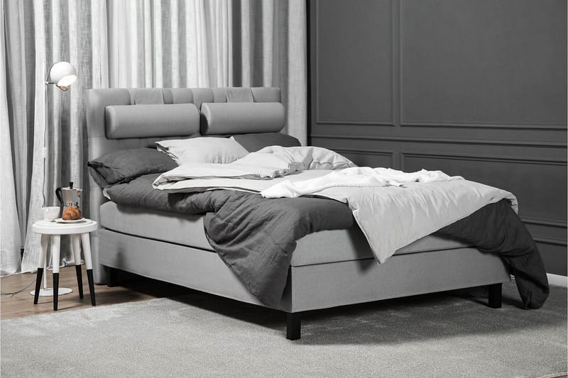 Lucky Komplet Sengepakke 140x200 Latex Diamant Sengegavl - Nakkepude Lille Mellemgrå - Møbler - Senge - Kontinentalsenge