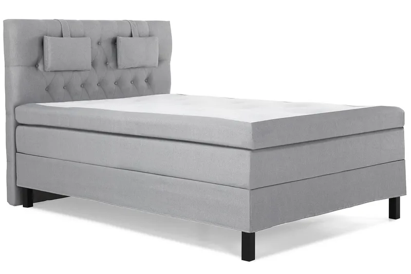 Lucky Komplet Sengepakke 140x200 Latex Diamant Sengegavl - Nakkepude Lille Mellemgrå - Møbler - Senge - Kontinentalsenge