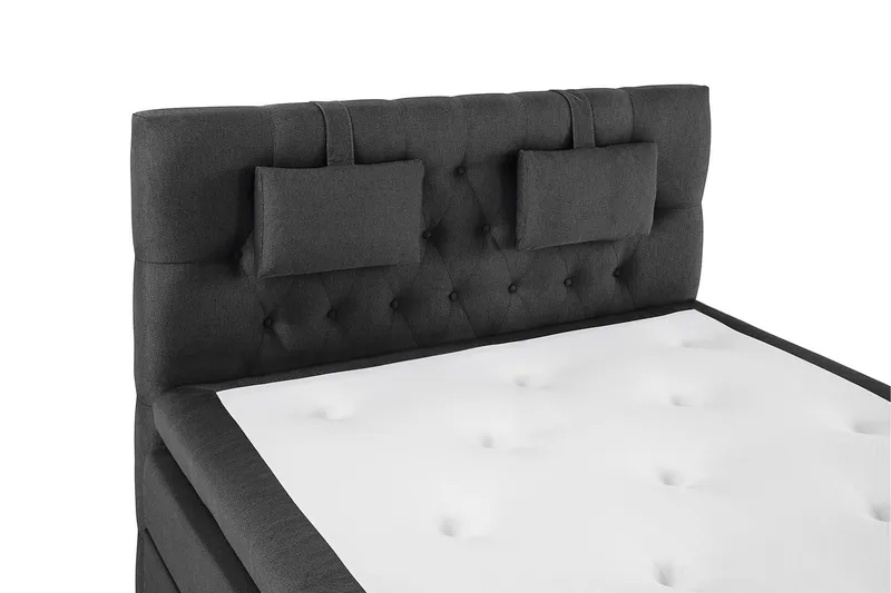Lucky Komplet Sengepakke 140x200 Latex Diamant Sengegavl - Nakkepude Lille Sort/Grå - Møbler - Senge - Kontinentalsenge