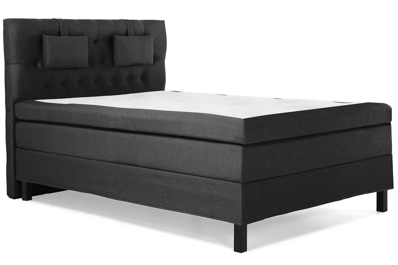 Lucky Komplet Sengepakke 140x200 Latex Diamant Sengegavl - Nakkepude Lille Sort/Grå - Møbler - Senge - Kontinentalsenge