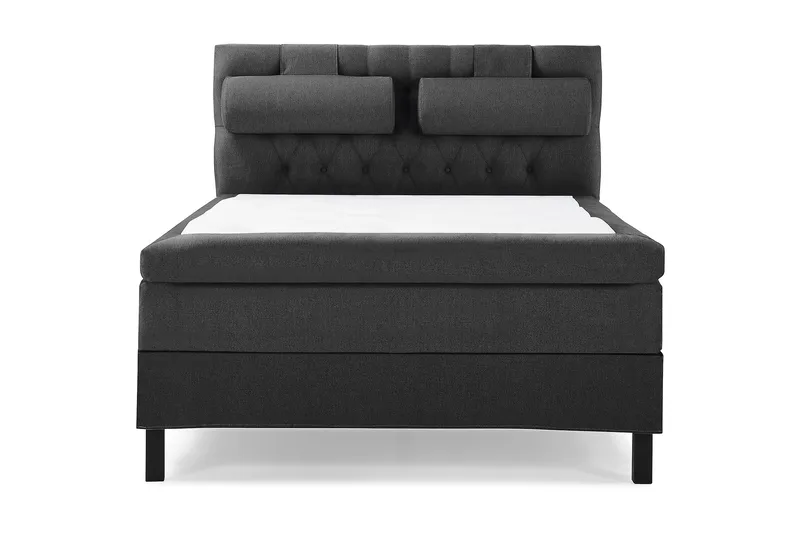 Lucky Komplet Sengepakke 140x200 Latex Diamant Sengegavl - Nakkepude Stor Sort/Grå - Møbler - Senge - Kontinentalsenge