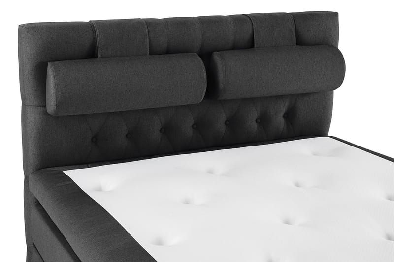 Lucky Komplet Sengepakke 140x200 Latex Diamant Sengegavl - Nakkepude Stor Sort/Grå - Møbler - Senge - Kontinentalsenge