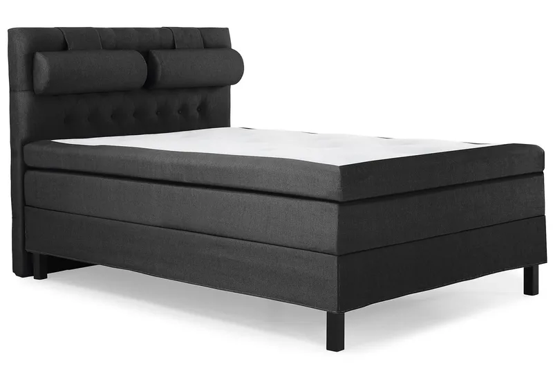 Lucky Komplet Sengepakke 140x200 Latex Diamant Sengegavl - Nakkepude Stor Sort/Grå - Møbler - Senge - Kontinentalsenge