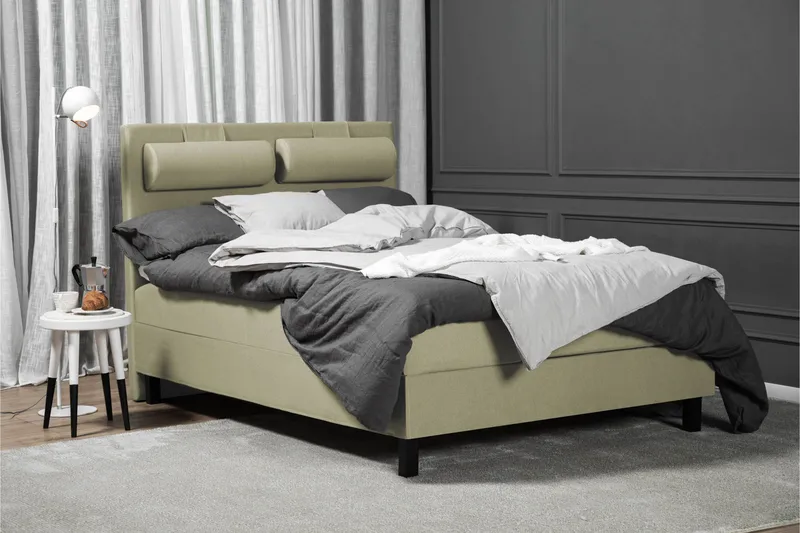 Lucky Komplet Sengepakke 140x200 Latex Glat Sengegavl - Nakkepude Lille Grøn - Møbler - Senge - Kontinentalsenge