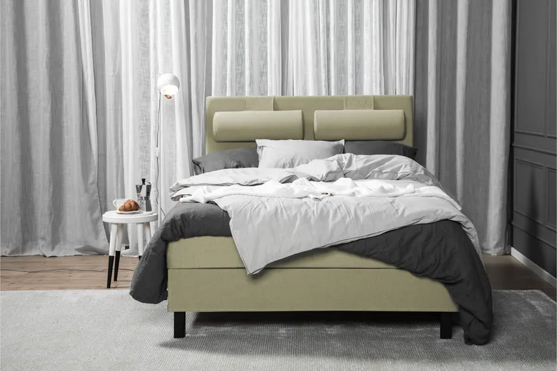 Lucky Komplet Sengepakke 140x200 Latex Glat Sengegavl - Nakkepude Lille Grøn - Møbler - Senge - Kontinentalsenge