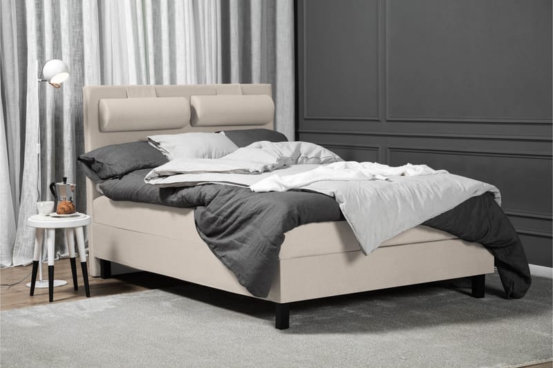 Lucky Komplet Sengepakke 140x200 Latex Glat Sengegavl - Nakkepude Stor Beige - Møbler - Senge - Komplet sengepakke