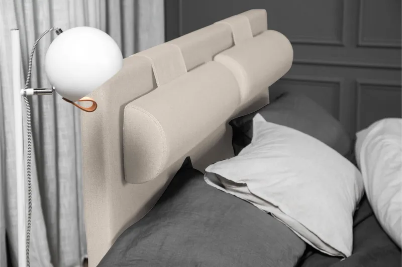 Lucky Komplet Sengepakke 140x200 Latex Glat Sengegavl - Nakkepude Stor Beige - Møbler - Senge - Kontinentalsenge