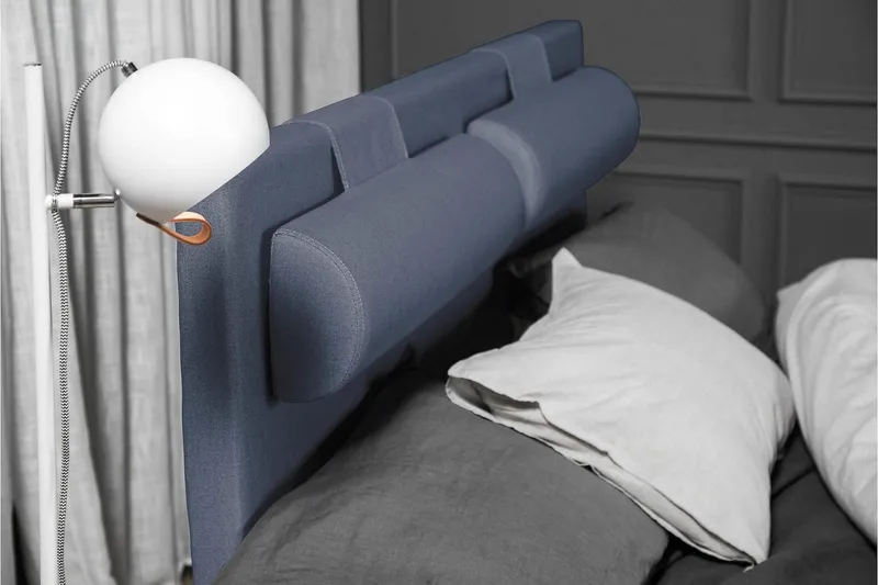 Lucky Komplet Sengepakke 140x200 Latex Glat Sengegavl - Nakkepude Stor Mørkeblå - Møbler - Senge - Kontinentalsenge