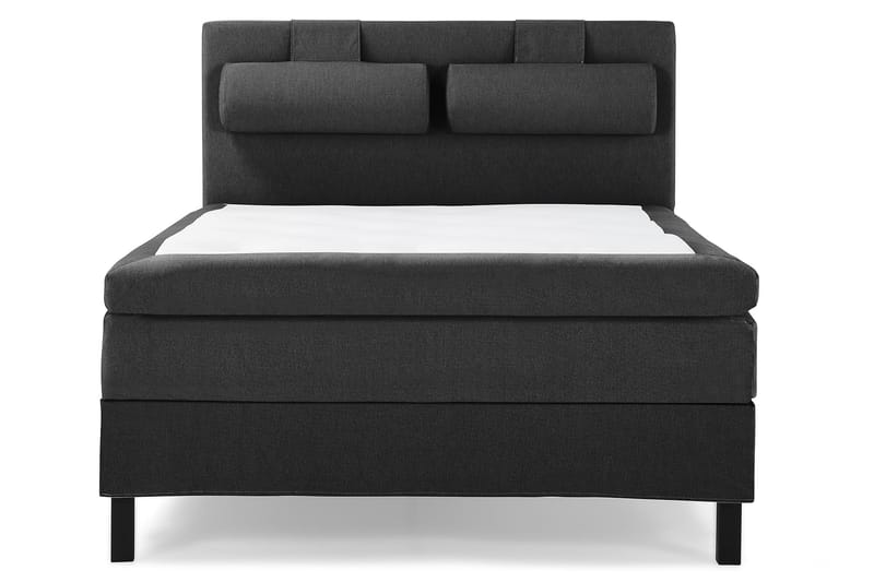 Lucky Komplet Sengepakke 140x200 Latex Glat Sengegavl - Nakkepude Stor Sort/Grå - Møbler - Senge - Komplet sengepakke