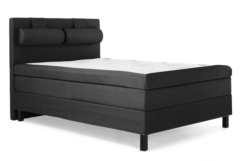 Lucky Komplet Sengepakke 140x200 Latex Glat Sengegavl - Nakkepude Stor Sort/Grå - Møbler - Senge - Komplet sengepakke