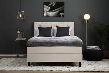 Lucky Komplet Sengepakke 140x200 Memory Diamant Sengegavl - Nakkepude Lille Beige - Møbler - Senge - Komplet sengepakke