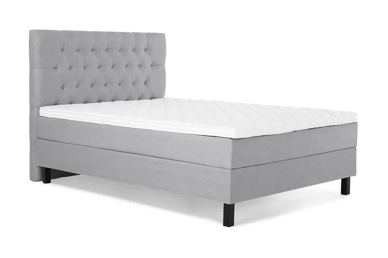 Lucky Komplet Sengepakke 140x200 Skum Diamant Sengegavl - Mellangrå - Møbler - Senge - Kontinentalsenge