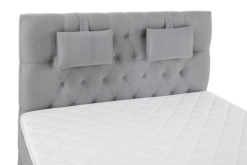 Lucky Komplet Sengepakke 140x200 Skum Diamant Sengegavl - Nakkepude Lille Mellemgrå - Møbler - Senge - Komplet sengepakke