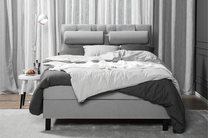 Lucky Komplet Sengepakke 140x200 Skum Diamant Sengegavl - Nakkepude Stor Mellangrå - Møbler - Senge - Kontinentalsenge