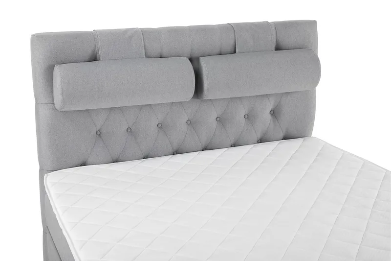 Lucky Komplet Sengepakke 140x200 Skum Diamant Sengegavl - Nakkepude Stor Mellangrå - Møbler - Senge - Kontinentalsenge