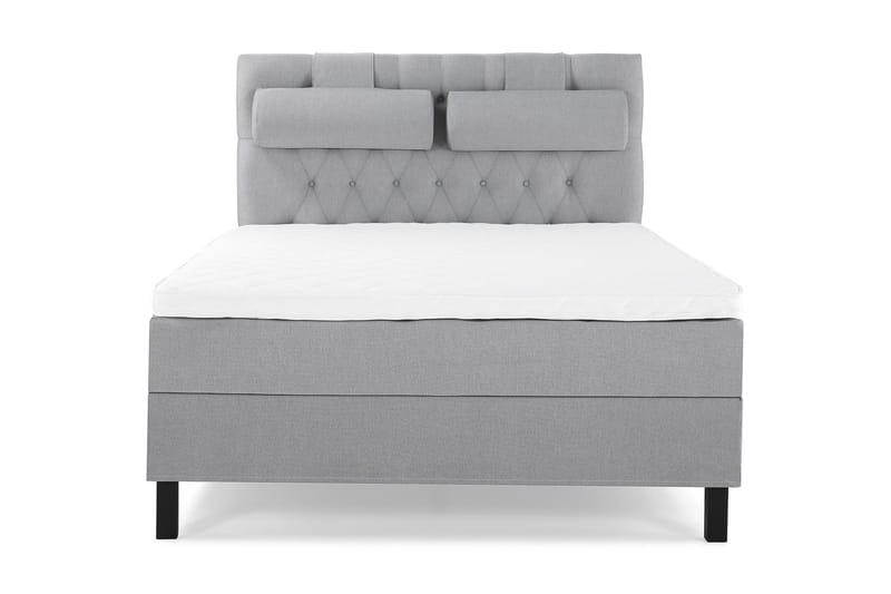 Lucky Komplet Sengepakke 140x200 Skum Diamant Sengegavl - Nakkepude Stor Mellangrå - Møbler - Senge - Kontinentalsenge