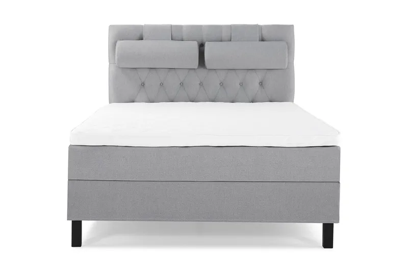 Lucky Komplet Sengepakke 140x200 Skum Diamant Sengegavl - Nakkepude Stor Mellangrå - Møbler - Senge - Kontinentalsenge