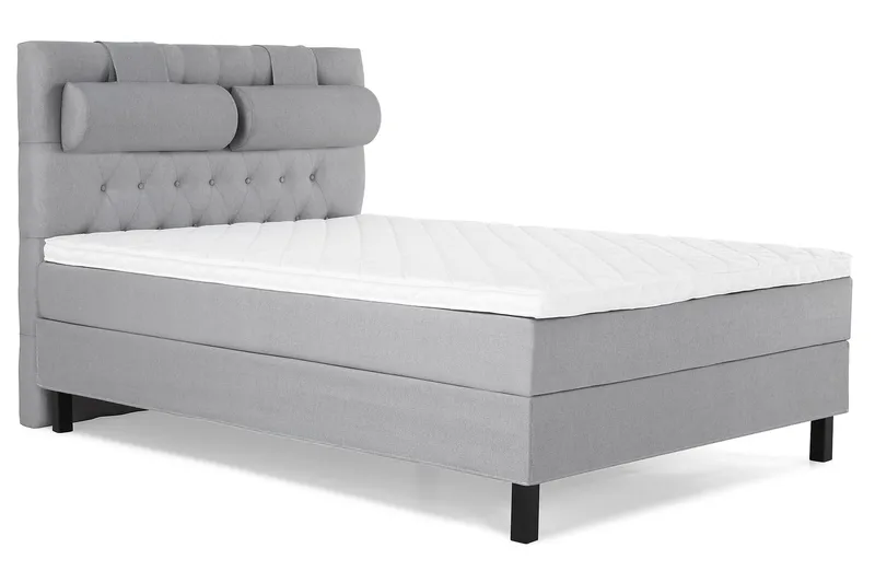 Lucky Komplet Sengepakke 140x200 Skum Diamant Sengegavl - Nakkepude Stor Mellangrå - Møbler - Senge - Kontinentalsenge
