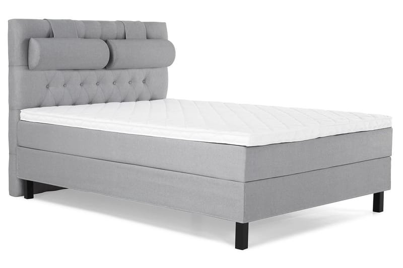 Lucky Komplet Sengepakke 140x200 Skum Diamant Sengegavl - Nakkepude Stor Mellangrå - Møbler - Senge - Kontinentalsenge