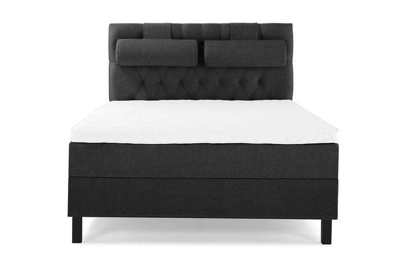Lucky Komplet Sengepakke 140x200 Skum Diamant Sengegavl - Nakkepude Stor Sort/Grå - Møbler - Senge - Kontinentalsenge