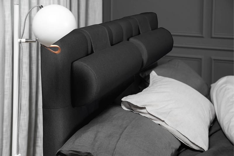 Lucky Komplet Sengepakke 140x200 Skum Diamant Sengegavl - Nakkepude Stor Sort/Grå - Møbler - Senge - Kontinentalsenge