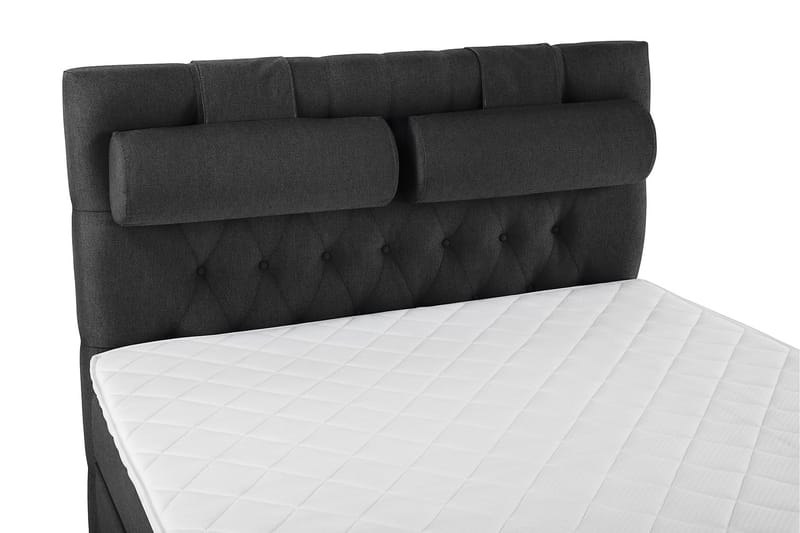 Lucky Komplet Sengepakke 140x200 Skum Diamant Sengegavl - Nakkepude Stor Sort/Grå - Møbler - Senge - Kontinentalsenge