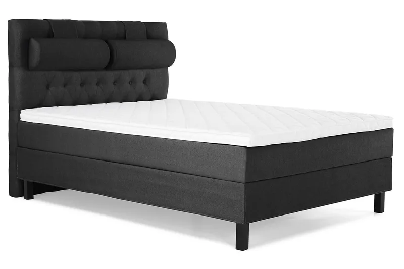 Lucky Komplet Sengepakke 140x200 Skum Diamant Sengegavl - Nakkepude Stor Sort/Grå - Møbler - Senge - Kontinentalsenge