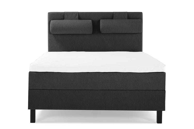 Lucky Komplet Sengepakke 140x200 Skum Glat Sengegavl - Nakkepude Stor Sort/Grå - Møbler - Senge - Komplet sengepakke
