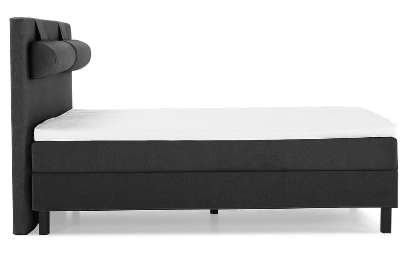 Lucky Komplet Sengepakke 140x200 Skum Glat Sengegavl - Nakkepude Stor Sort/Grå - Møbler - Senge - Komplet sengepakke