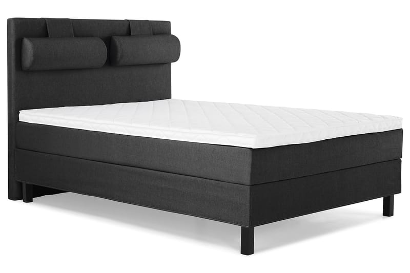 Lucky Komplet Sengepakke 140x200 Skum Glat Sengegavl - Nakkepude Stor Sort/Grå - Møbler - Senge - Komplet sengepakke