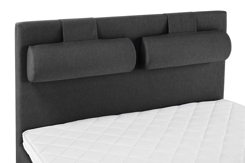 Lucky Komplet Sengepakke 140x200 Skum Glat Sengegavl - Nakkepude Stor Sort/Grå - Møbler - Senge - Kontinentalsenge